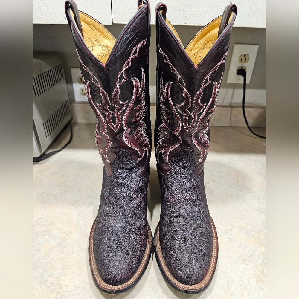 Mens 9.5 D Tony Lama Black Elephant Cowboy Boots